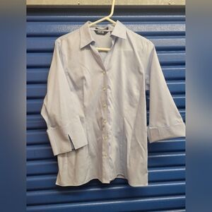 Lands' End Ladies pinpoint oxford , size 14 light blue , 3/4 sleeve